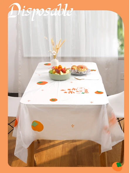Şanslı Persimmon Tek Kullanımlık Masa Örtüsü - Persimmon Turuncu 180 x 180cm (12 yaprak/kutu) 3 kutu 36 yaprak - 3