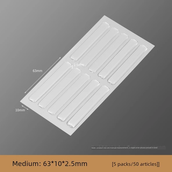 Silikon Darbe Önleyici Kapı Kolu Ped Mute Şeridi - Çin Kalınlaştırılmış 63x10x2.5mm [50 Paket]