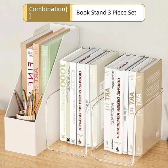 Akrilik Şeffaf Kitap Tutucu - 3 Parça Kitap Seti