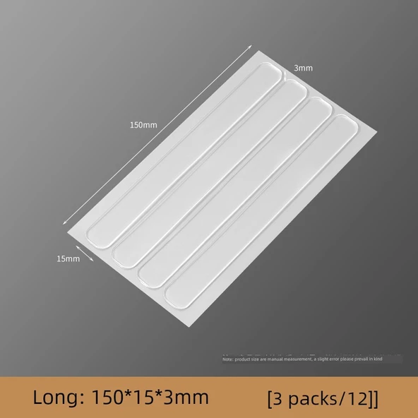 Silikon Darbe Önleyici Kapı Kolu Ped Mute Şeridi - Uzun Kalınlaştırılmış 150x15x3mm [12 Paket]