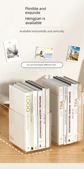 Akrilik Şeffaf Kitap Tutucu - Genişletilmiş 3 Parça Set - 12