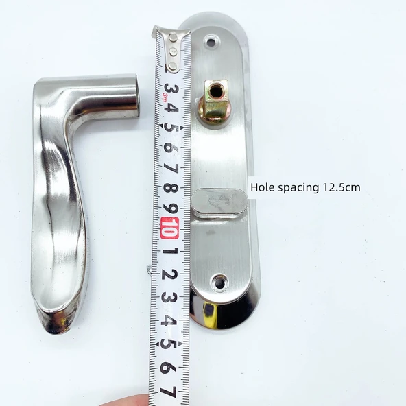 Paslanmaz Çelik Banyo Kapı Kilidi - Çukur Çinko Gümüş - 110 Delik Aralığı - 40mm Vida - 10