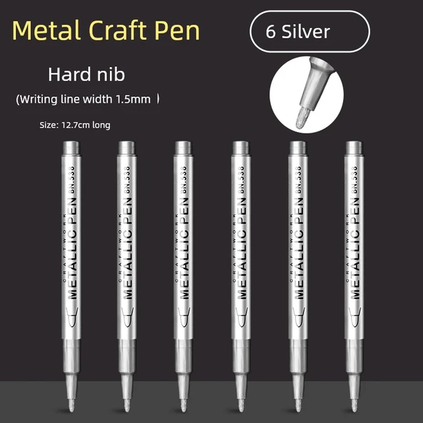 Metal Craft Renkli Kalem Seti - 6 Gümüş (sert uç)