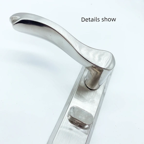 Paslanmaz Çelik Banyo Kapı Kilidi - Çukur Çinko Gümüş - 110 Delik Aralığı - 40mm Vida - 12