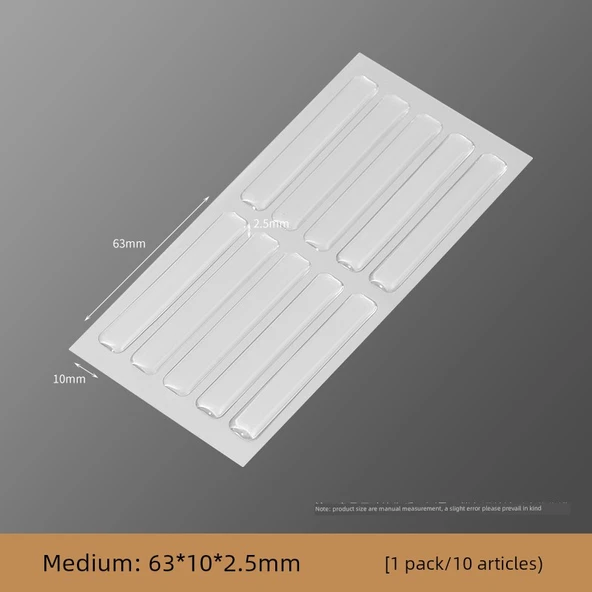 Silikon Darbe Önleyici Kapı Kolu Ped Mute Şeridi - Çin Kalınlaştırılmış 63x10x2.5mm [10 Paket]