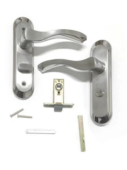 Paslanmaz Çelik Banyo Kapı Kilidi - 125 Paslanmaz Çelik - 30mm Vida - 6