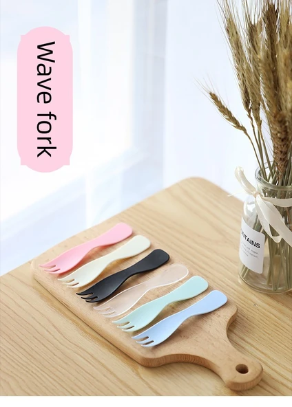 Tek Kullanımlık Plastik Dalgalı Çatal - Açık Mavi - 5 Adet - 7