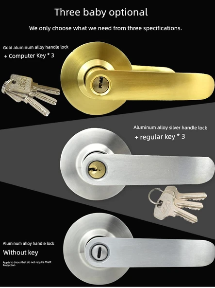 İç Kapı Kilit Seti - Altın Kilit + 60# Dilli - Anahtarlı - Resim 8