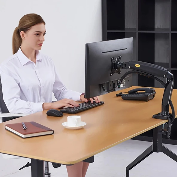 NB F80 Tek Kol Amortisörlü Monitör Tutucu 17-30" Uyumlulu Ergonomik Tasarım - 3