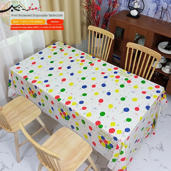 Dikdörtgen Tek Kullanımlık Masa Örtüsü - 137cm x 274cm - Balon - Kalın