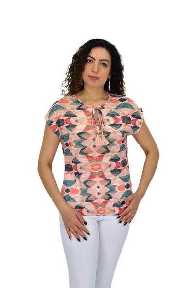 Kadın Kısa Kol Baskılı Bluz BGL-ST04693 ürün görseli