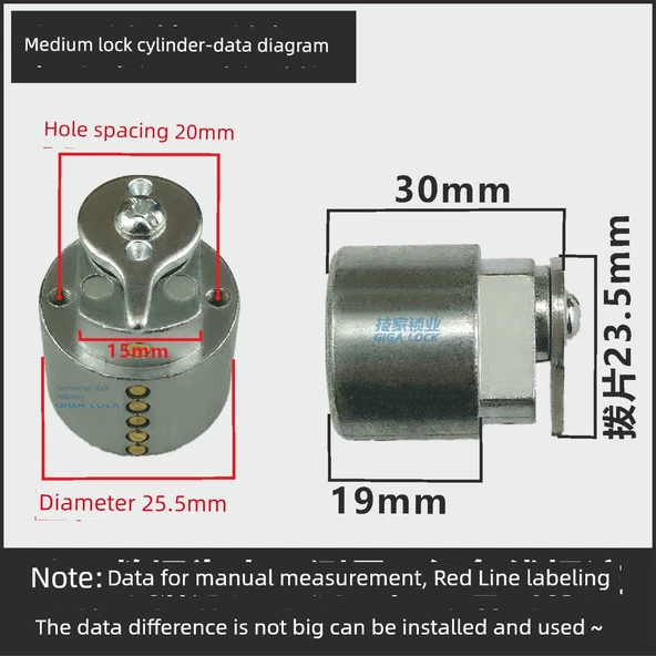 Otel Kapı Kilidi Silindiri - Tek Kelime Uzun Kaşık Alüminyum Kasa Bakır Çekirdek 40mm - 11
