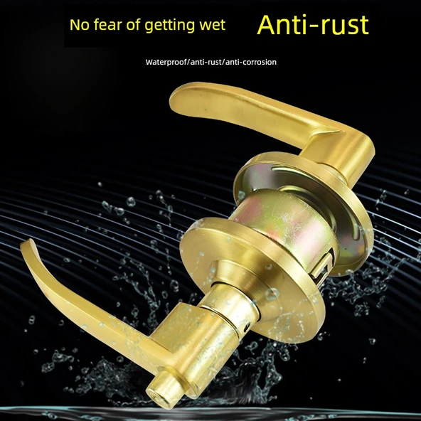 İç Kapı Kilit Seti - Altın Kilit + 60# Dilli - Anahtarlı - Resim 4