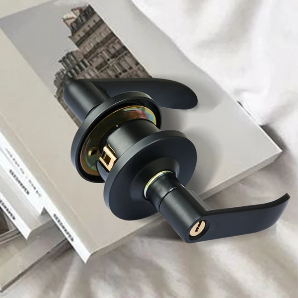 İç Kapı Kilit Seti - Altın Kilit + 60# Dilli - Anahtarlı - Resim 3