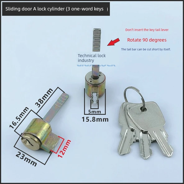 İç Kapı Kilidi Silindiri - 03 23mm Kilit Silindiri (3 Bilgisayar Anahtarı) - 9