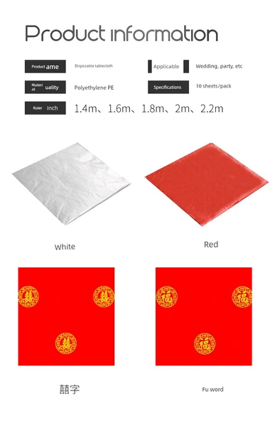 Tek Kullanımlık Plastik Masa Örtüsü - Kalın Kırmızı - 2 Metre - 10 Adet - 10