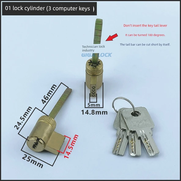 İç Kapı Kilidi Silindiri - 03 23mm Kilit Silindiri (3 Bilgisayar Anahtarı) - 12