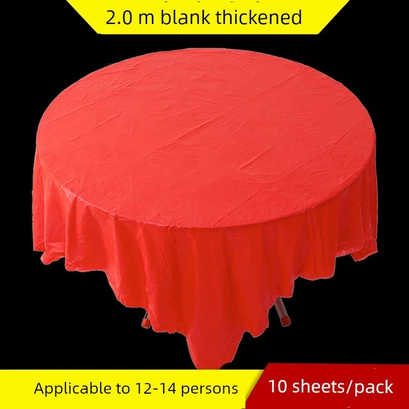 Tek Kullanımlık Plastik Masa Örtüsü - Kalın Kırmızı - 2 Metre - 10 Adet