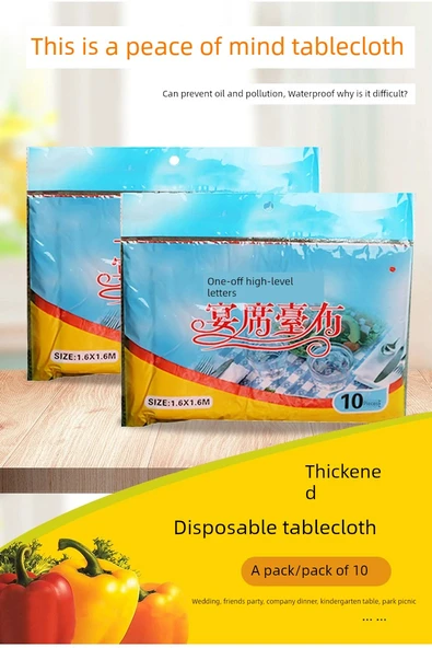 Tek Kullanımlık Plastik Masa Örtüsü - Kalın Kırmızı - 2 Metre - 10 Adet - 7