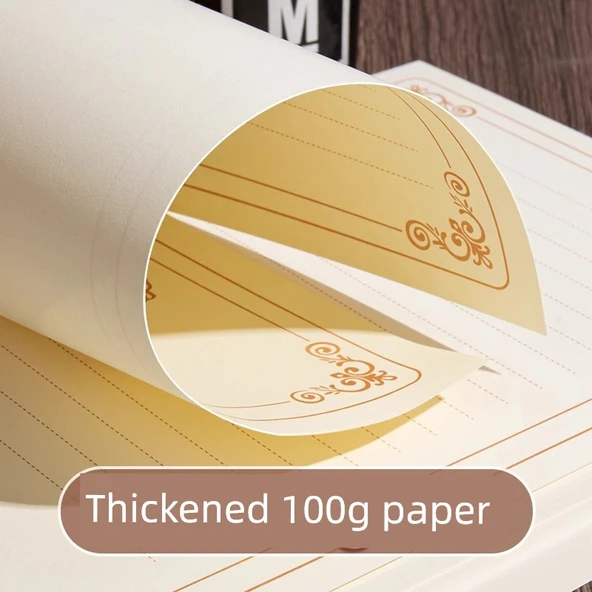 Retro Gül Mektup Kağıdı Seti - A5 Kraft Yatay Çizgi - 50 Sayfa - 4