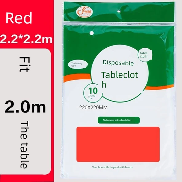 Kalın Plastik Tek Kullanımlık Masa Örtüsü - Kırmızı 220x220cm (30 Parça)