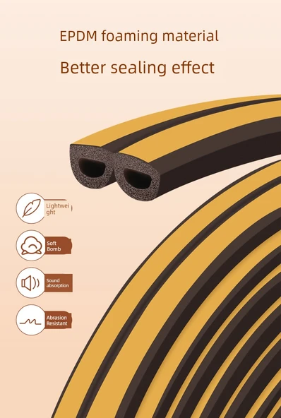 Ses Yalıtım Contası - 6 m Uzunluk - D Tipi - Beyaz (9mm Genişlik * 6mm Kalınlık) - 10