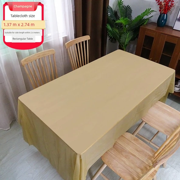 Çocuk Doğum Günü Dikdörtgen Tek Kullanımlık Masa Örtüsü - Şampanya - 137cm x 274cm [1]