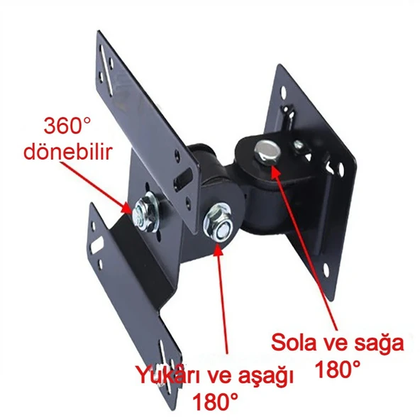 TV Askı Aparatı 14-24 Inc, Döner, Siyah - 3