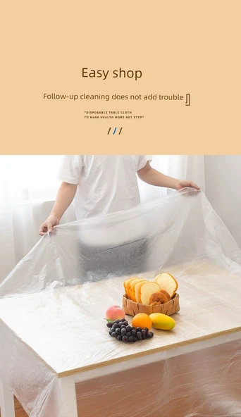 Tek Kullanımlık Plastik Masa Örtüsü - Kırmızı - 80x140cm - 9