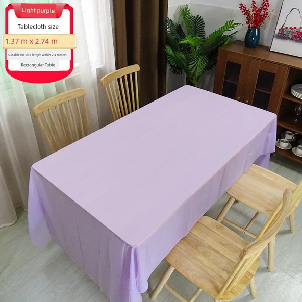 Çocuk Doğum Günü Dikdörtgen Tek Kullanımlık Masa Örtüsü - Açık Mor - 137cm x 274cm [5]