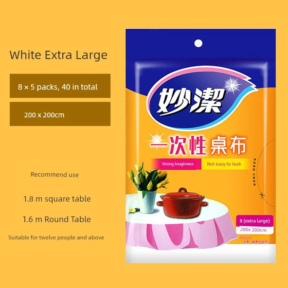 Tek Kullanımlık Masa Örtüsü - Beyaz Ekstra Büyük 2m x 2m [5 Paket 40 Adet]