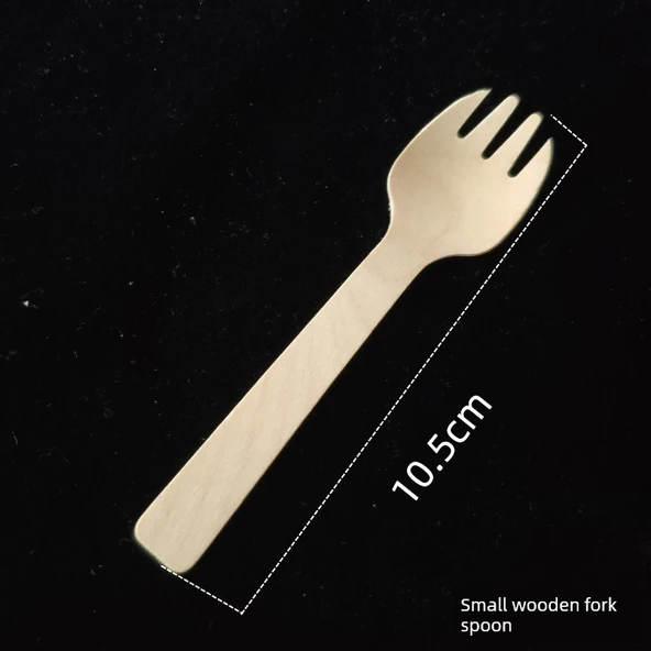 Ekolojik Tek Kullanımlık Ahşap Çatal Bıçak Seti - 10.5cm Ahşap Çatal Kaşık (100 Toplu)