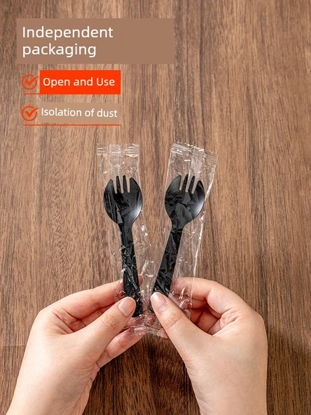 Tek Kullanımlık Plastik Kaşık - Şeffaf - Yuvarlak - 100 Adet - Toplu Ambalaj - 5