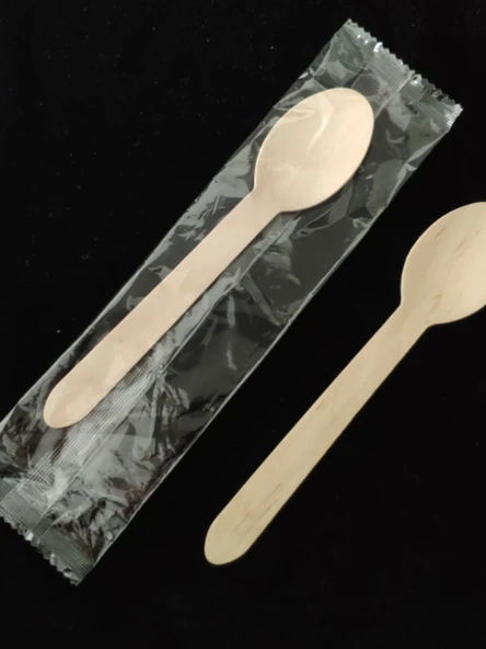 Ekolojik Tek Kullanımlık Ahşap Çatal Bıçak Seti - 9.5cm Ahşap Kürek (100 Toplu) - 4