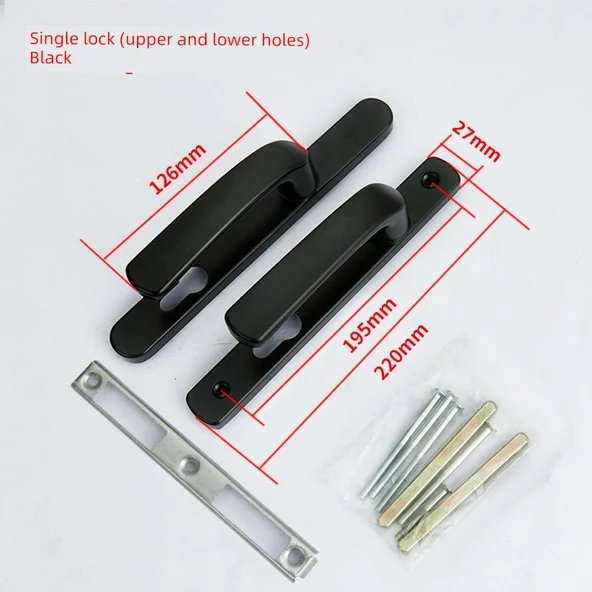 Alüminyum Dikey Menteşeli Kapı Kilidi - Siyah Tip 85 - 195mm Delik Aralığı - 55mm Kalınlık Üstü