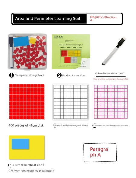 Manyetik Alan ve Çevre Öğrenme Kiti - 1cm Kare Kırmızı 100 + Beyaz Kare Plaka - 10