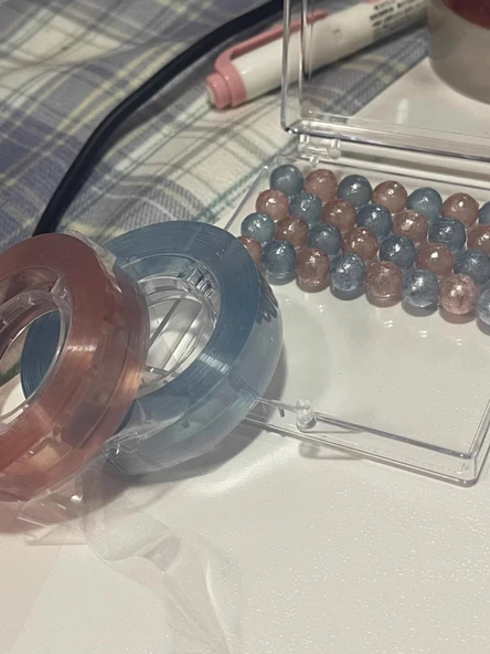 Kristal Yapışkan Top Bant - Mor + Sarı - Resim 3