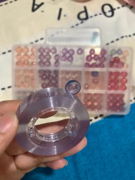 Kristal Yapışkan Top Bant - Mor + Sarı - Resim 5