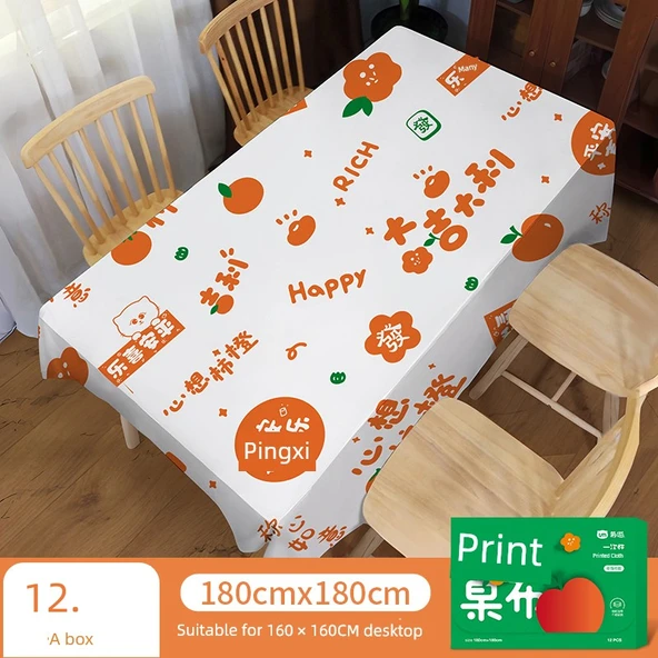 Persimmon Turuncu Tek Kullanımlık Masa Örtüsü - 180x180cm - 12 Yaprak