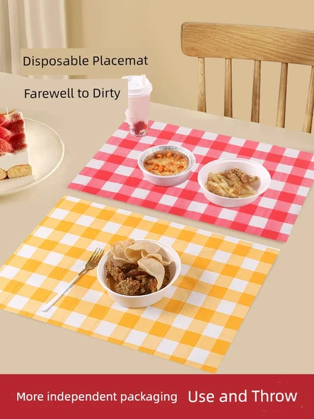 Tek Kullanımlık Masa Örtüsü Kağıt Yer Bezi - Turuncu Beyaz - 40 x 60 cm - 50 Adet - 2