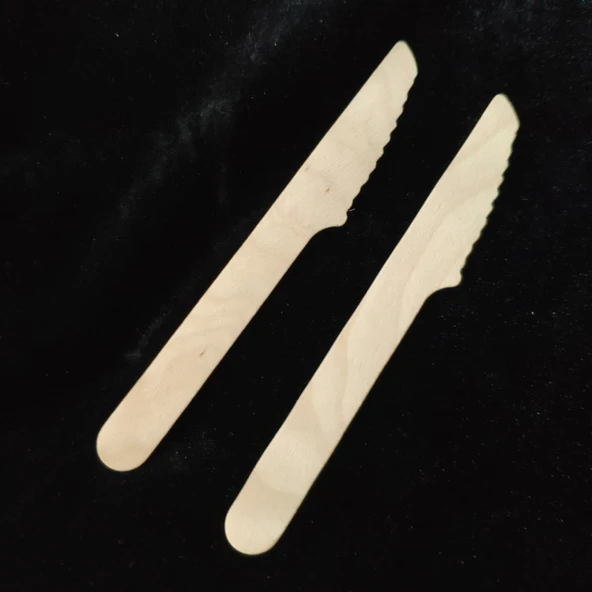 Ekolojik Tek Kullanımlık Ahşap Çatal Bıçak Seti - Kahverengi Kağıt Sarılı 10.5cm Ahşap Çatal Kaşık (100 Adet) - 8