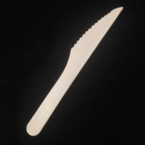 Ekolojik Tek Kullanımlık Ahşap Çatal Bıçak Seti - 16cm Ahşap Bıçak (100 Toplu)