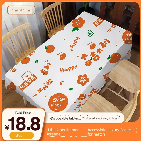 Persimmon Turuncu Tek Kullanımlık Masa Örtüsü - 100x160cm - 40 Yaprak - 2