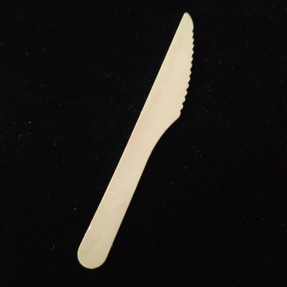 Ekolojik Tek Kullanımlık Ahşap Çatal Bıçak Seti - 16cm Kaşık + Çatal + Kağıt (100 Set) - 9