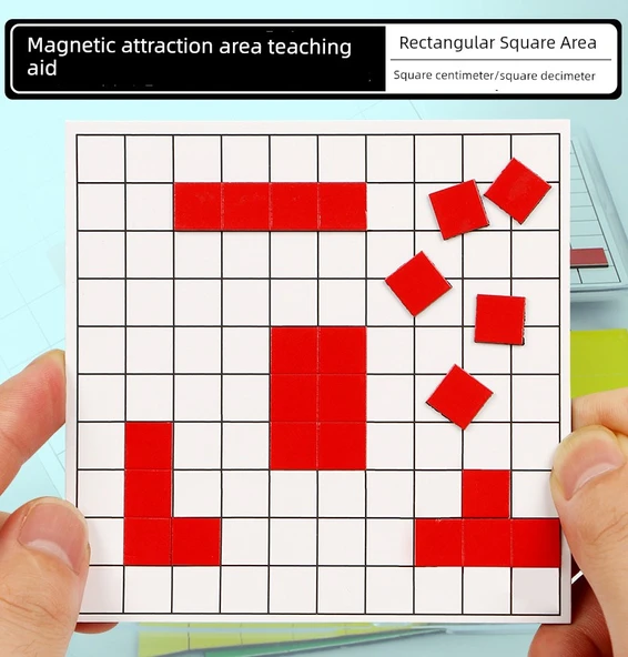 Manyetik Alan ve Çevre Öğrenme Kiti - 1cm Kare Kırmızı 100 + Beyaz Kare Plaka - 7
