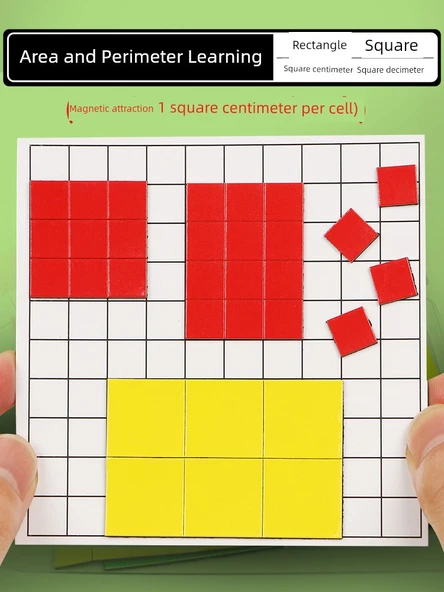Manyetik Alan ve Çevre Öğrenme Kiti - 1cm Kare Kırmızı 100 + Beyaz Kare Plaka - 2