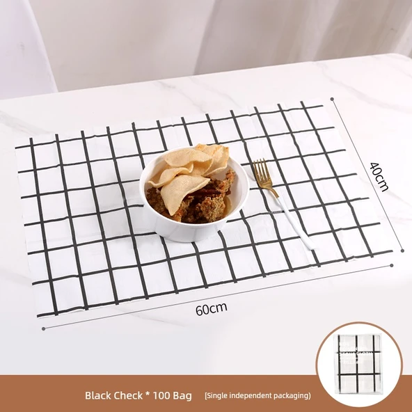 Tek Kullanımlık Masa Örtüsü Kağıt Yer Bezi - Siyah Beyaz - 40 x 60 cm - 100 Adet