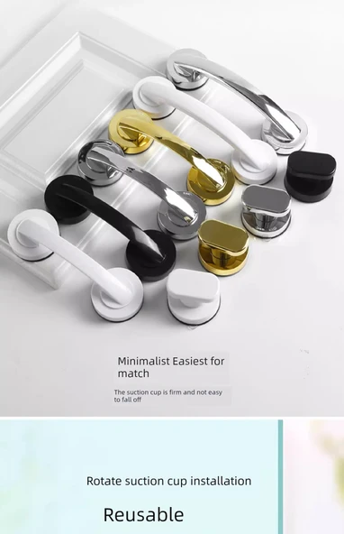 Cam Kayar Kapılar için Deliksiz Vakumlu Kapı Kolu - Siyah Büyük - Resim 9