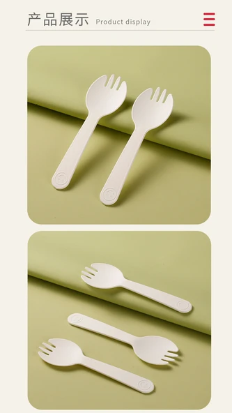 10.5cm Ahşap Çatal Kaşık Plastik Film Paketleme - 5