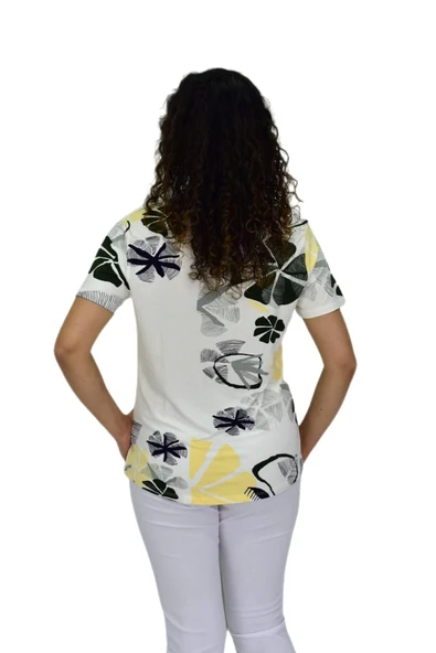 Kadın Kısa Kol Baskılı Bluz BGL-ST04697 - Resim 5